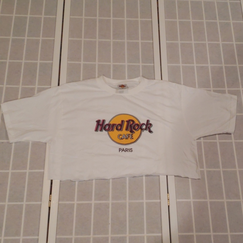 Hard Rock Cafe Paris Custom Crop Top Shirt L